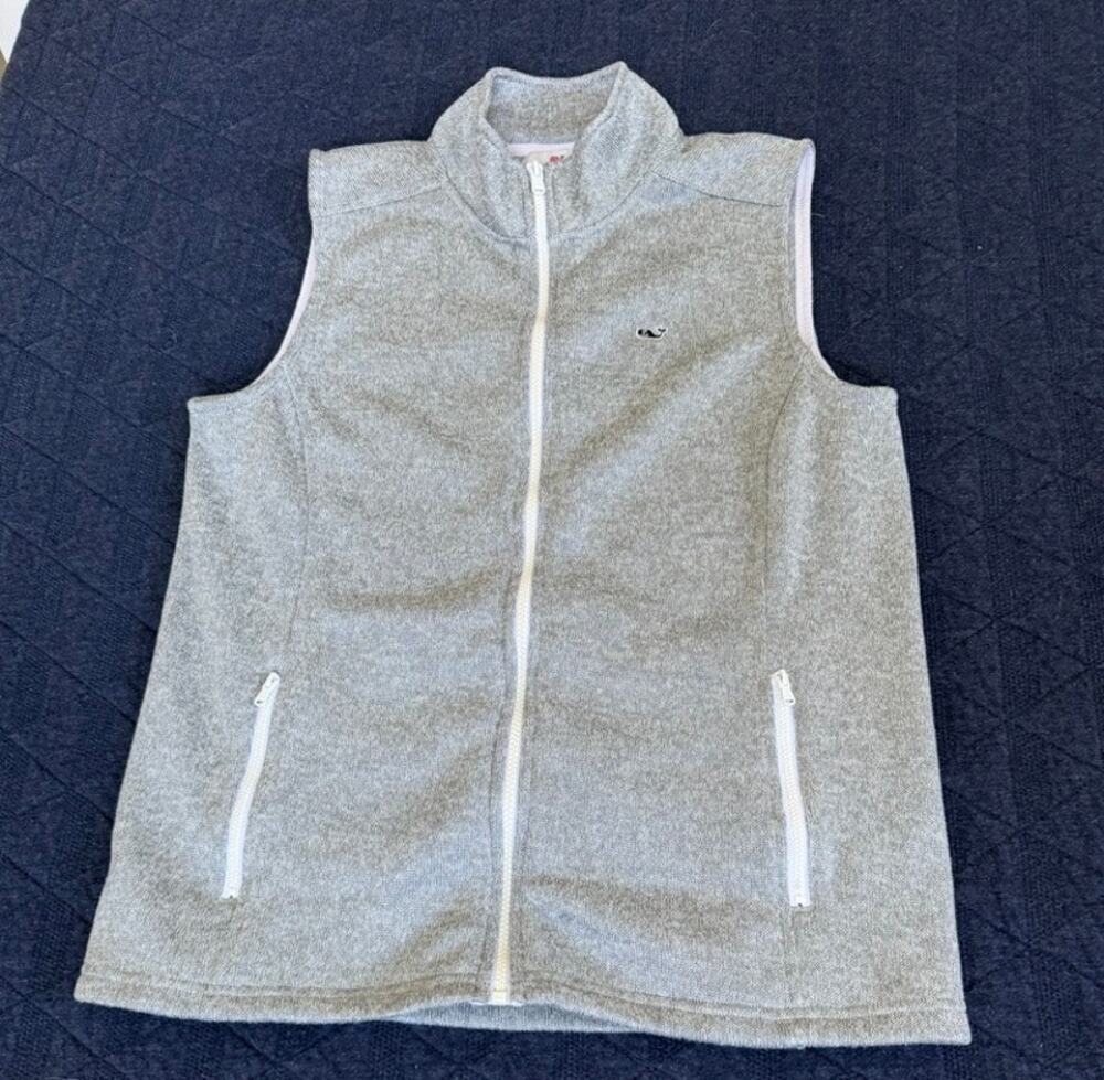 Vineyard Vines Women’s Harbor Fleece Quarter Zip Gray Pullover Size M